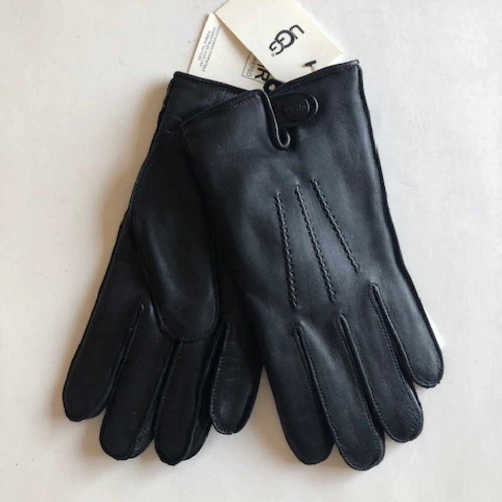 Ugg Men's Leather Smart Black Gloves. Large